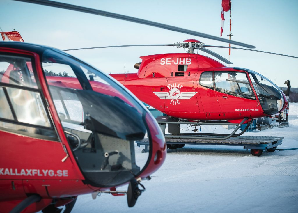 Helikopter på flygskolan i Piteå